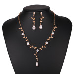 Cross border explosion leaves, bridal ornaments, zircon water drop earrings, necklace sets, wedding dresses, fashion ladies