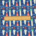 Plain Cotton Fabric Nordic Style Rocket Print Handmade DIY