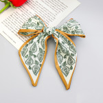 Printed Fabric Bow Ponytail Spring Clip Ladies Outing Headdress Top Clip