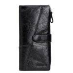 Fashion Stitching Long Cowhide Leather Men's Wallet