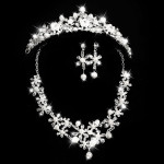 Bridal headdress, three sets of crystal flower necklace, diamond earrings, European and American Wind crown, wedding jewelry