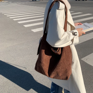 Corduroy Bucket Bag For Students