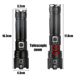 Telescopic Zoom Input And Output USB Rechargeable Outdoor Strong Light Flashlight