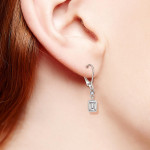 Rectangular Zircon Earrings Ear Hook S925 Silver