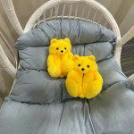 Teddy Bear Plush Slippers Home Warm Comfortable Thin Bottom Plush Cotton Shoes