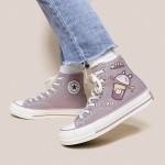 Korean Style Ins Cute Printed Canvas Shoes Women's High Top