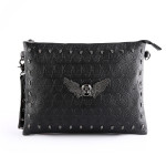 Ghost Head Skull Shoulder File Bag Rivets