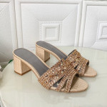 Stone Print Microfiber Rhinestones Round Toe Slippers