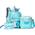 Sequin Backpack Three-piece Schoolbag Women's Backpack