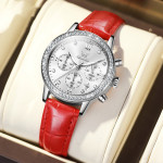 Women's Quartz Watch With Diamond Inlaid Multi-function Timing