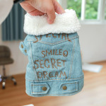 New Pet Plush Thick Denim Cotton Coat English Letters