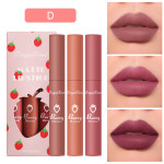 3 Strawberry Set Box Velvet Mist Matte Lip Glaze Lipstick