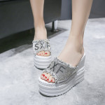 Trifle Sole Letter Rhinestone Sandals