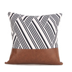 Nordic Pu Leather Geometric Stitching Pillow Cover