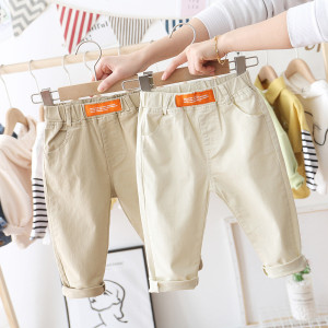 Solid Color Casual Pants Children's Baby Stretch Cotton Foreign Style Long Pants