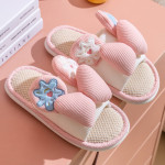 Lovely Women High Linen Slippers With Thick Soles