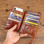 New Top Layer Cow Leather Hand-painted Old Long Wallet Man