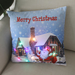 New Christmas Cushion Cover 45x45 Led Light Christmas Decorations For Home Santa Claus Printed Christmas Pillow Case