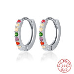 S925 Sterling Silver Colorful Crystals Ear Clip Simple