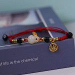 Red Rope Knitting Zodiac Jade Rabbit Female Bracelet