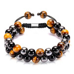 Natural Stone Tiger Eye Woven Double-layer Bracelet Adjustable