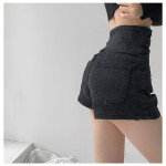 Small Man Waist Cross Woven Super High Waist Tummy Denim Shorts Women