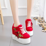 Super High Heel Round Toe Embroidered Canvas Women's Fashion Shoes