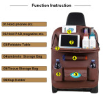 Car Seat Back Pu Leather Pad Bag Car Storage Organizer Foldable Table Tray Travel Storage Bag Auto Accessories