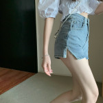 Women's High Waist Skinny Denim Shorts