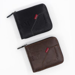 Men's Zipper Short Wallet Large Capacity Multiple Card Slots Tri-fold Chain Bag