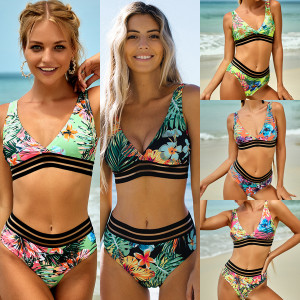 Ladies Printed Split Bikini Swimsuit