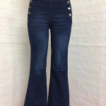 Women's Jeans Button Solid Color Slim Fit