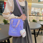 Cute Embroidery Bear Soft Sister Student Corduroy Hand Crossbody Bag