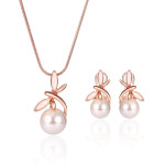 Fashionable Pearl Necklace Earrings Bridal Party Jewelry Set