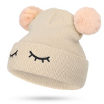 Children Woolen Hat Winking Bear Embroidery