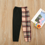 Girls Fashion Colorblock Plaid Casual Pants