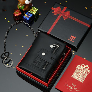 Leather Mobile Phone Holder Wallet Multi-function Anti-theft Chain