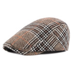 Men's British Vintage Check Woolen Duck Tongue Beret