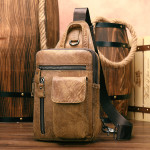 Men's Leather Chest Bag Vintage Top Layer Leather One-shoulder Crossbody Bag