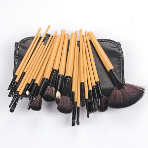 Shadowing 24 Makeup Brushes Set, Brownnatural Wood