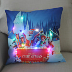 New Christmas Cushion Cover 45x45 Led Light Christmas Decorations For Home Santa Claus Printed Christmas Pillow Case