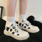 Girls High-Top Canvas Shoes Cow Spots