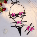 Lace Halter Stitching Bowknot Underwear Suit