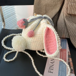 Strawberry Rabbit Crochet Wool Shoulder Bag