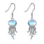 Sterling Silver Ocean Jellyfish Moonstone Dangle Earrings Jewelry Gifts for Women