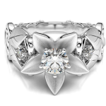 New hot rose flower engagement ring female models zircon ring creative branches ring jewelry