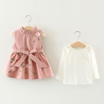 Children's wear 2021 autumn girls, cotton long sleeved T-shirt dress, two sets of infant princess skirt set