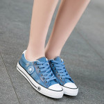 ladies casual denim canvas flat shoes women jeans sneakers