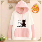 Add Velvet Thickening Match Color Loose Class Clothes Student Girl Hoodie