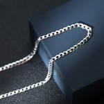 S925 Sterling Silver Simple Trendy Men's Curb Necklace Domineering Cuban Clavicle Chain